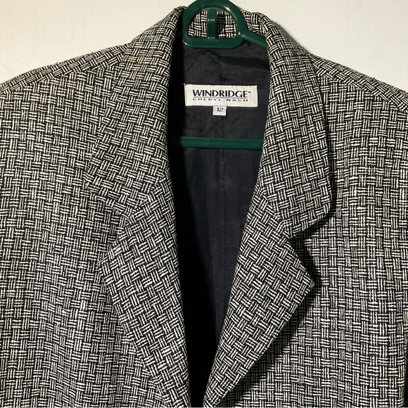 Windridge Cheryl Nash Vintage SILK tweed b&w Pants Suit SZ 12 - Picture 15 of 16